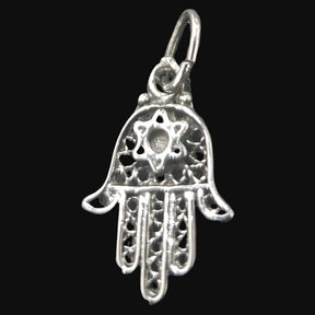 Hand of Fatima Hamsa Star of David Pendant Silver 2 Cm Art 964 - Bricks Masons