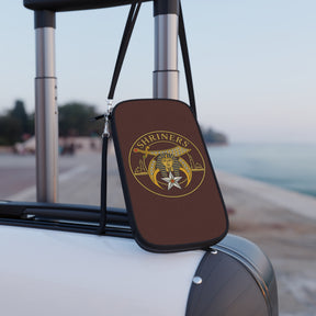 Shriners Passport Wallet - Brown With Shoulder & Wrist Strap - Bricks Masons