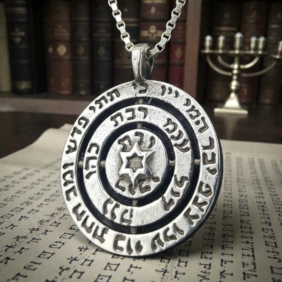 Star of David and Angels Pendant, Silver, 2.7 cm, 7 g, Art. 972 - Bricks Masons
