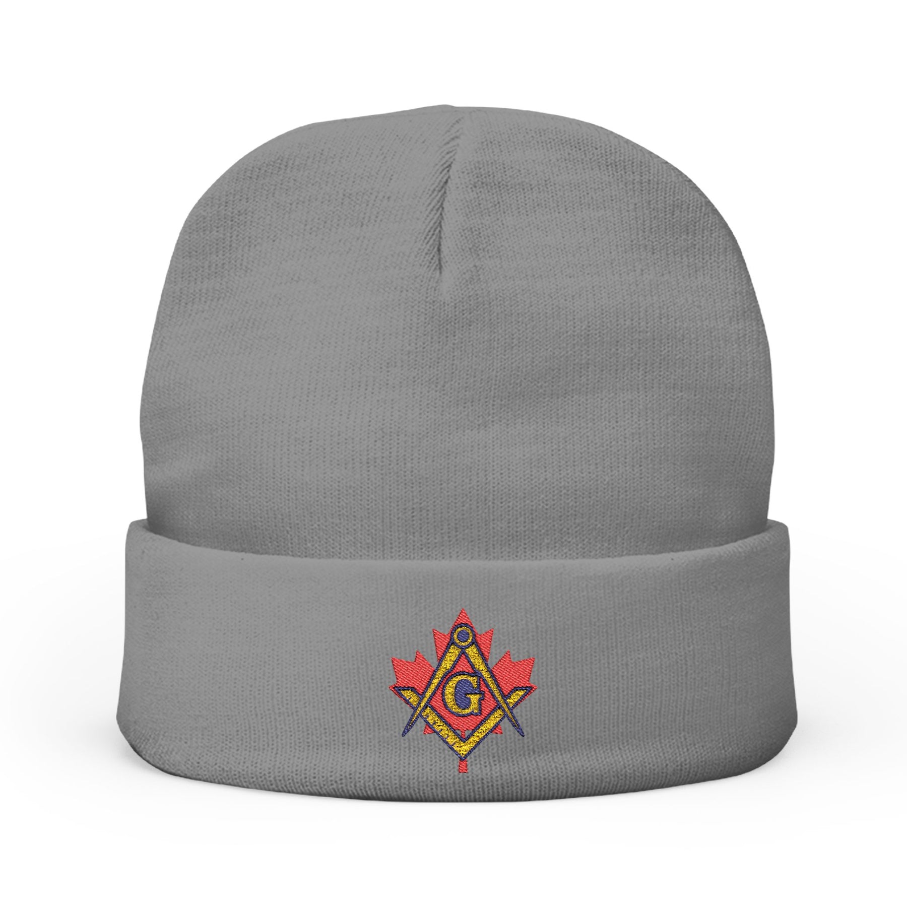 Master Mason Blue Lodge Canada Jurisdiction Beanie - Knit Embroidery S&C Maple Leaf - Bricks Masons
