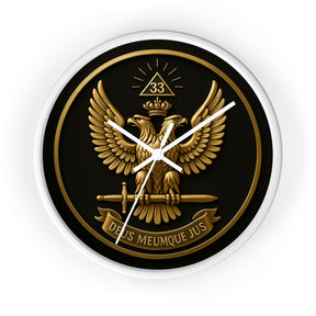 33rd Degree Scottish Rite Clock - Eagle Emblem with “Deus Meumque Jus 33” - Bricks Masons
