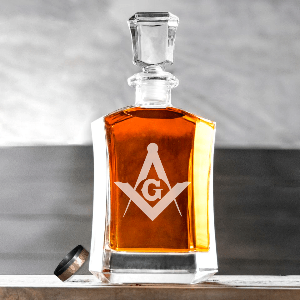 Master Mason Blue Lodge Decanter - 23 oz. Whiskey Glass