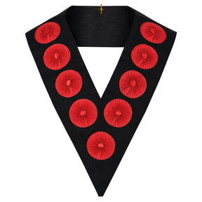 9th Degree Scottish Rite Collar - Black Moire with Nine Rosettes - Bricks Masons