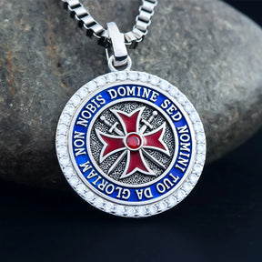 Knights Templar Commandery Pendant - Red Cross Sterling Silver - Bricks Masons