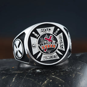 Knights Templar Ring - Sterling Silver In Hoc Signo Vinces - Bricks Masons