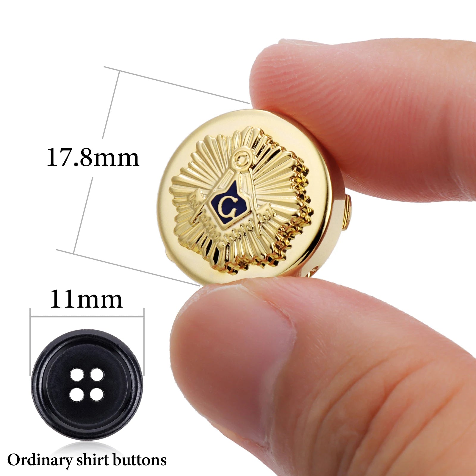 Master Mason Blue Lodge Button Cover - Copper Square & Compass G With Rhinestone