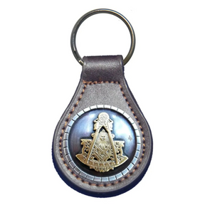 Past Master Blue Lodge Keychain - Gold Square & Compass Quadrant - Bricks Masons