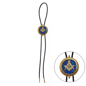 Master Mason Blue Lodge Bolo Tie - Blue Raised Square & Compass