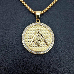 Master Mason Blue Lodge Necklace - IcedOut Gold