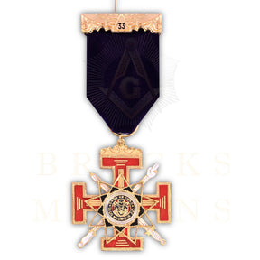 33rd Degree Scottish Rite Breast Jewel - Purple Ribbon & Rose Gold