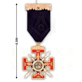 33rd Degree Scottish Rite Breast Jewel - Purple Ribbon & Rose Gold