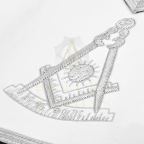 Past Master Blue Lodge Apron - Navy Velvet & Silver Bullion Hand Embroidery