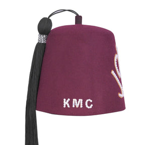 Chapeau Shriners Fez - Lettres strass en laine bordeaux