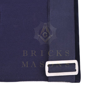 Past Master Blue Lodge Apron - Navy Velvet & Silver Bullion Hand Embroidery
