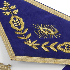 Grand Master Blue Lodge Apron - Royal Blue Velvet With Gold Metal Badge