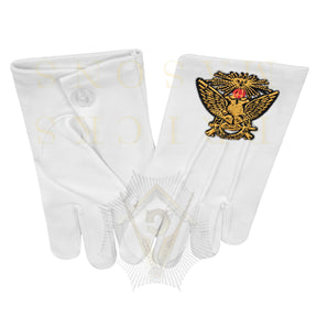33rd Degree Scottish Rite Gloves - White Cotton Wings Up