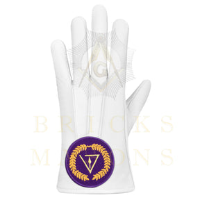 Grand Council Gloves - White Leather With Purple Patch