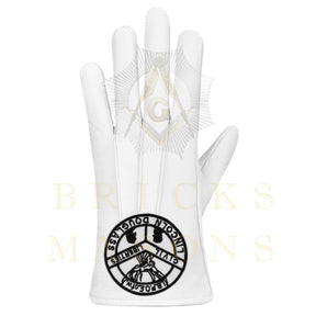 Elks of the World Gloves - White Leather Civil Liberties - Bricks Masons