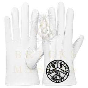 Elks of the World Gloves - White Leather Civil Liberties - Bricks Masons