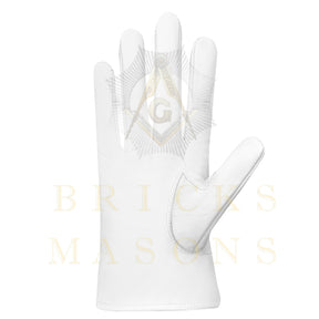Past Grand Master Blue Lodge Gloves - White Leather Grand Lodge Officer