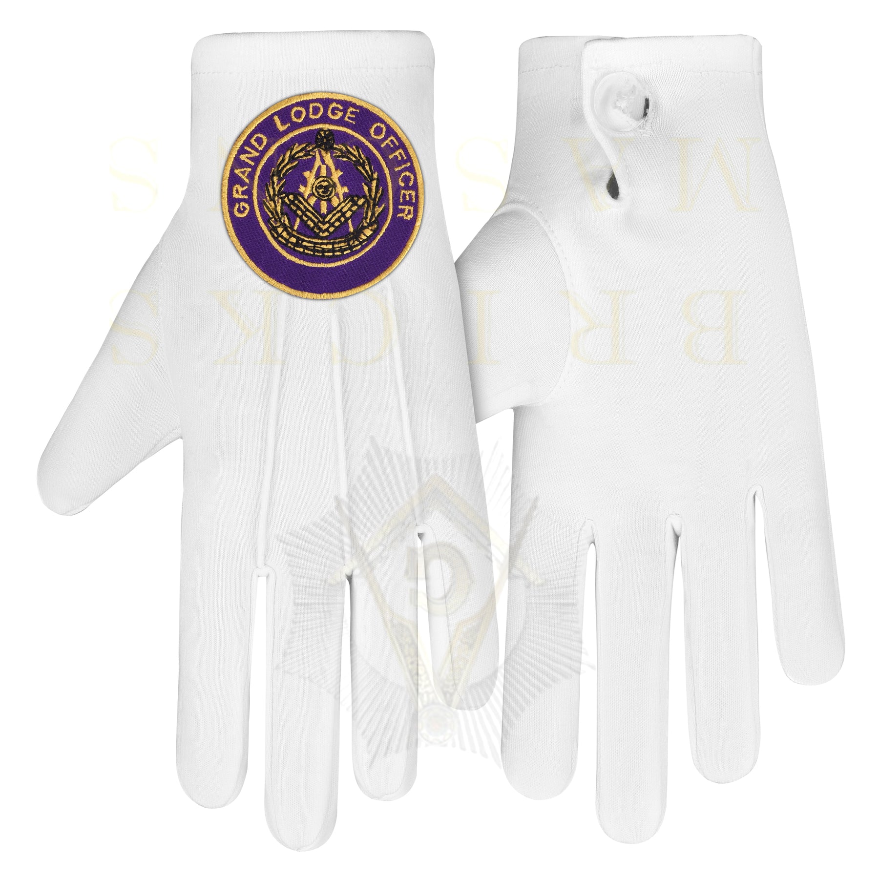 Past Grand Master Blue Lodge Gloves - White Cotton Grand Lodge Officer