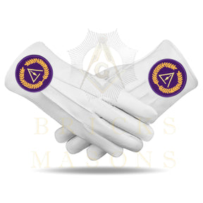 Grand Council Gloves - White Leather With Purple Patch