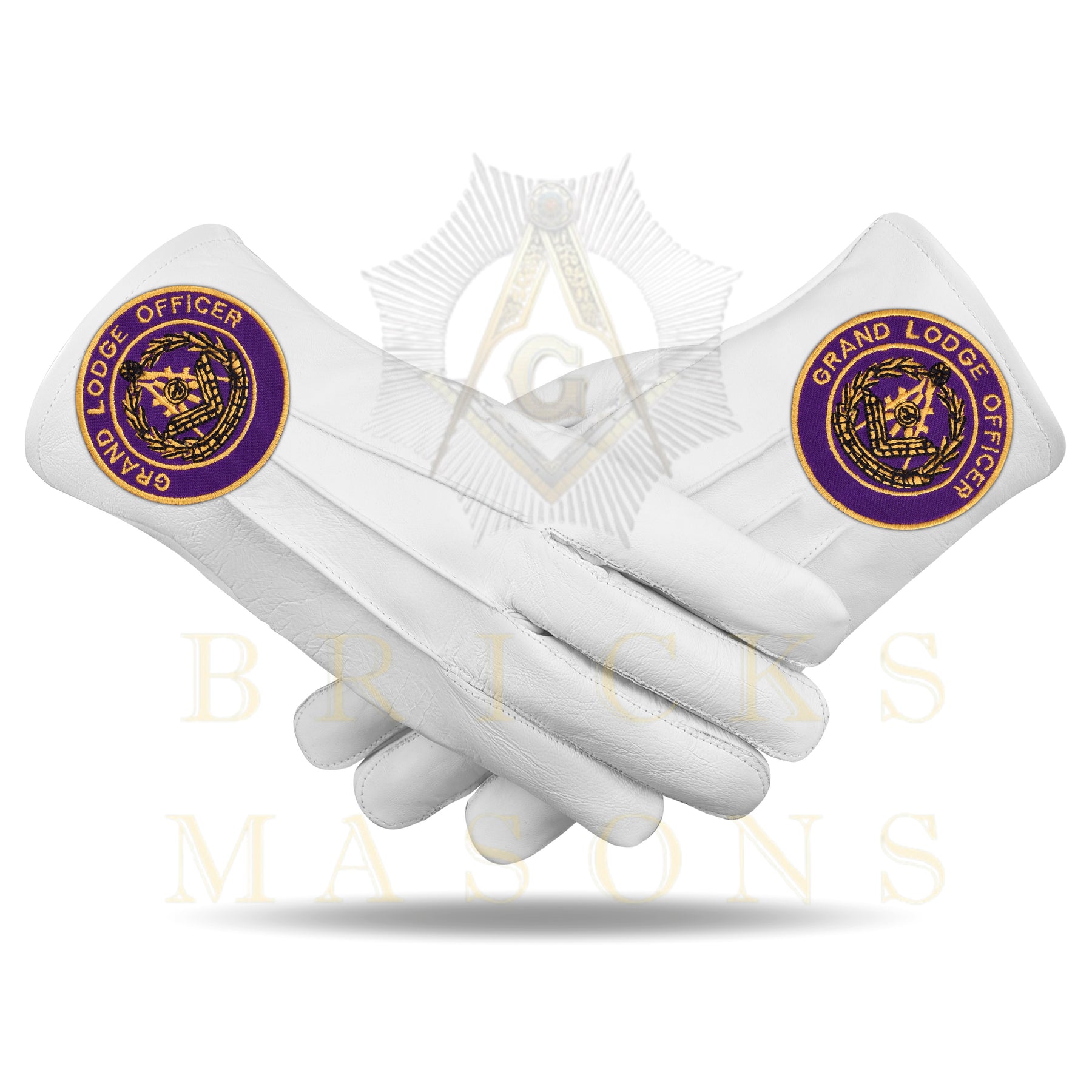 Past Grand Master Blue Lodge Gloves - White Leather Grand Lodge Officer