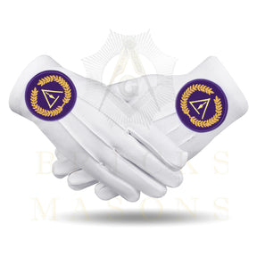 Grand Council Gloves - White Cotton With Purple Patch