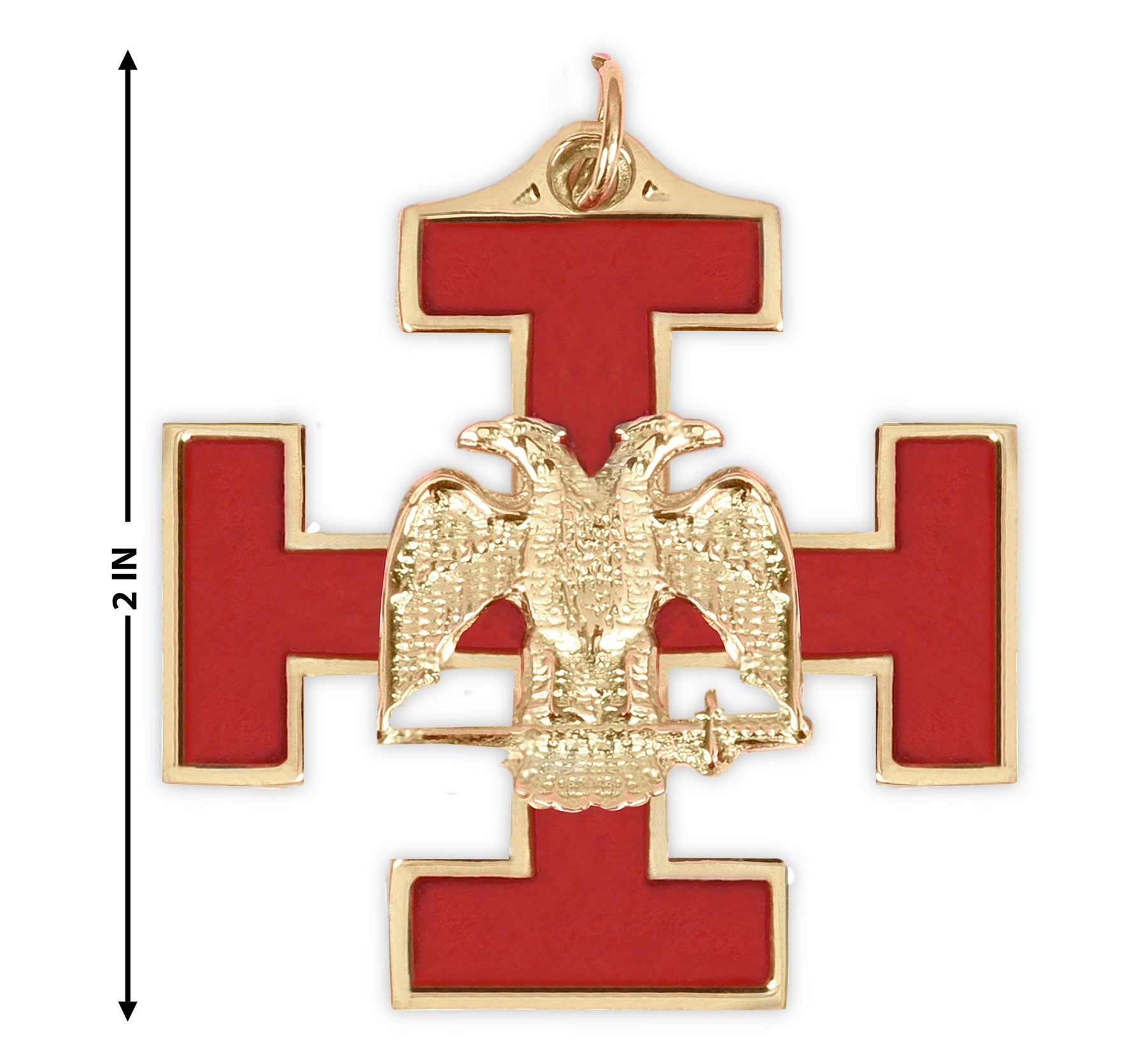 33rd Degree Scottish Rite Collar Jewel - Wings Down Gold & Red Plated - Bricks Masons