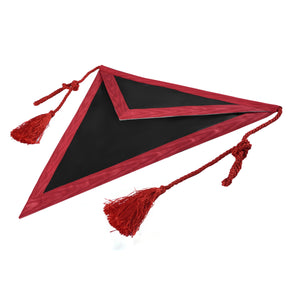 Tablier de rite écossais - Broderie triangulaire noire à la main avec ruban rouge et glands