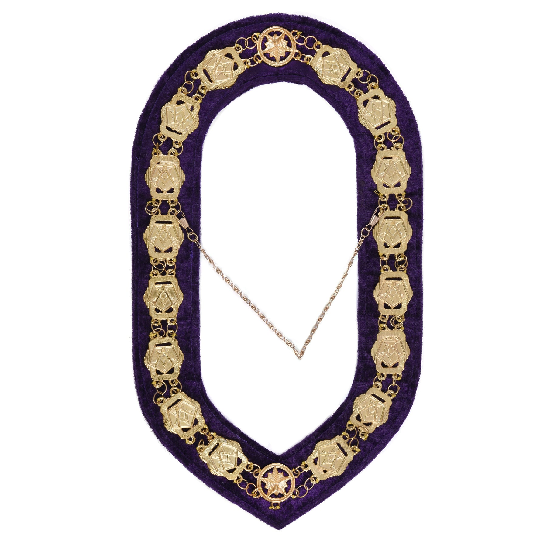 Worthy Patron OES Chain Collar - Gold Plated With Purple Velvet