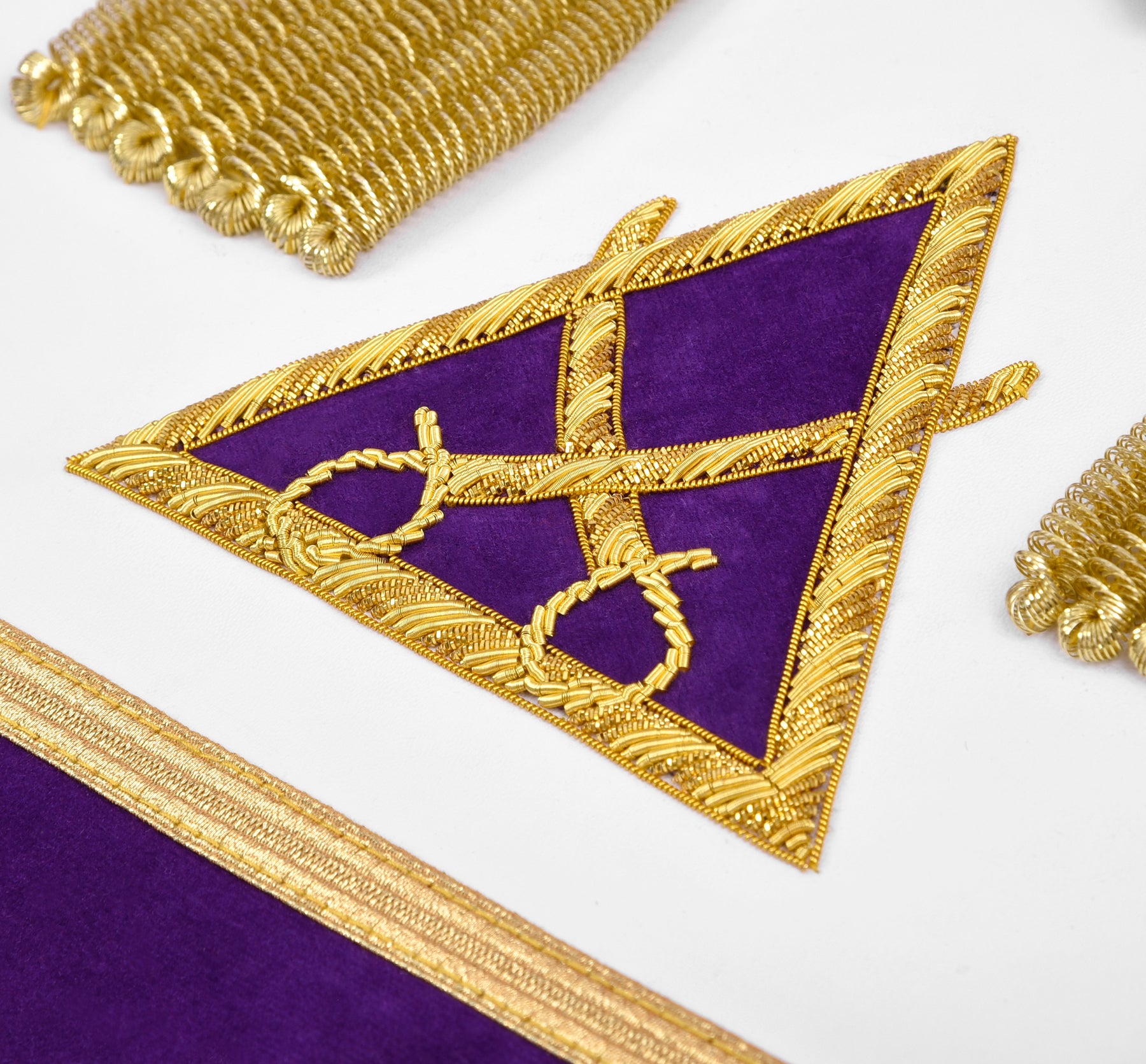 Captain Royal Arch Chapter Officer Apron - Bullion Hand Embroidery - Bricks Masons