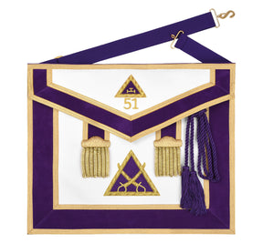 Captain Royal Arch Chapter Officer Apron - Bullion Hand Embroidery - Bricks Masons