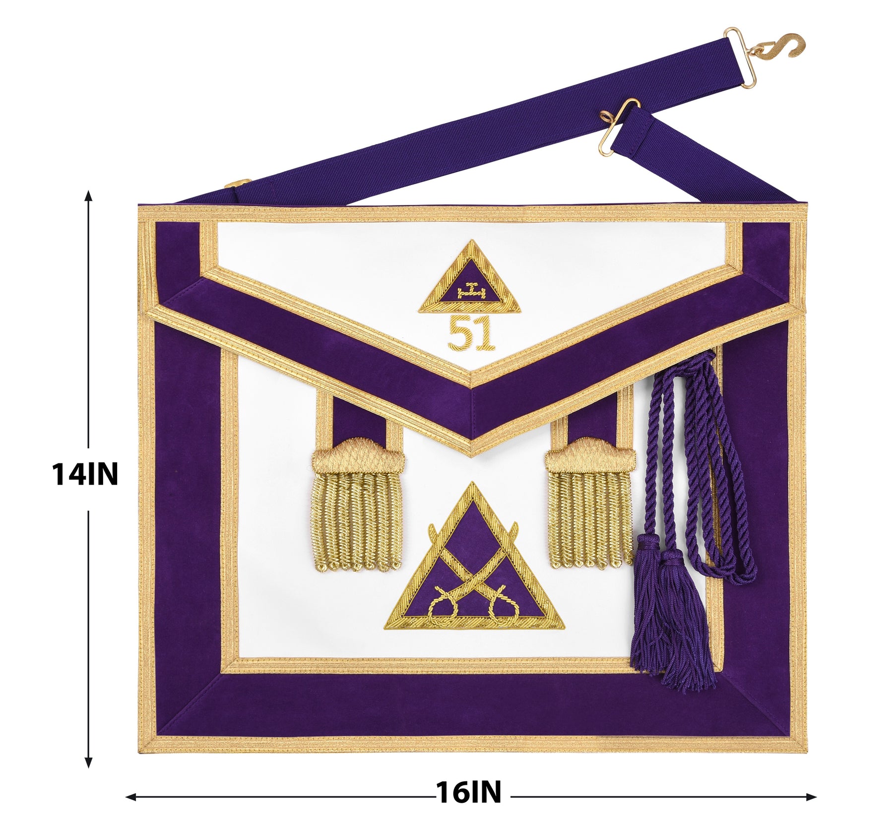 Captain Royal Arch Chapter Officer Apron - Bullion Hand Embroidery - Bricks Masons