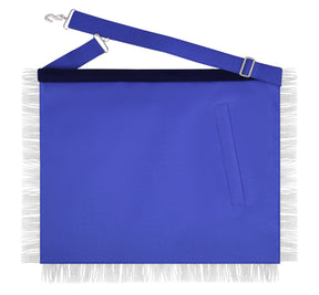 Past Master Blue Lodge Apron - Navy Velvet & Silver Bullion Hand Embroidery With Pillars - Bricks Masons