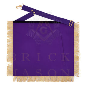 Past District Deputy Grand Master Blue Lodge Apron - Purple Velvet Golden Bullion With Wreath & Fringe