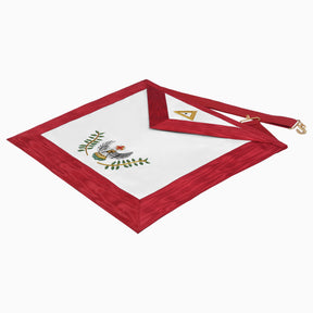 18th Degree Rose Croix Scottish Rite Apron - Red Ribbon Borders With Colorful Emblem