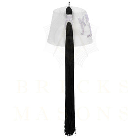 DOI Fez Hat - Pure White With Rhinestones (2 Rows as pictured)