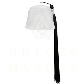 DOI Fez Hat - Pure White With Rhinestones (2 Rows as pictured)