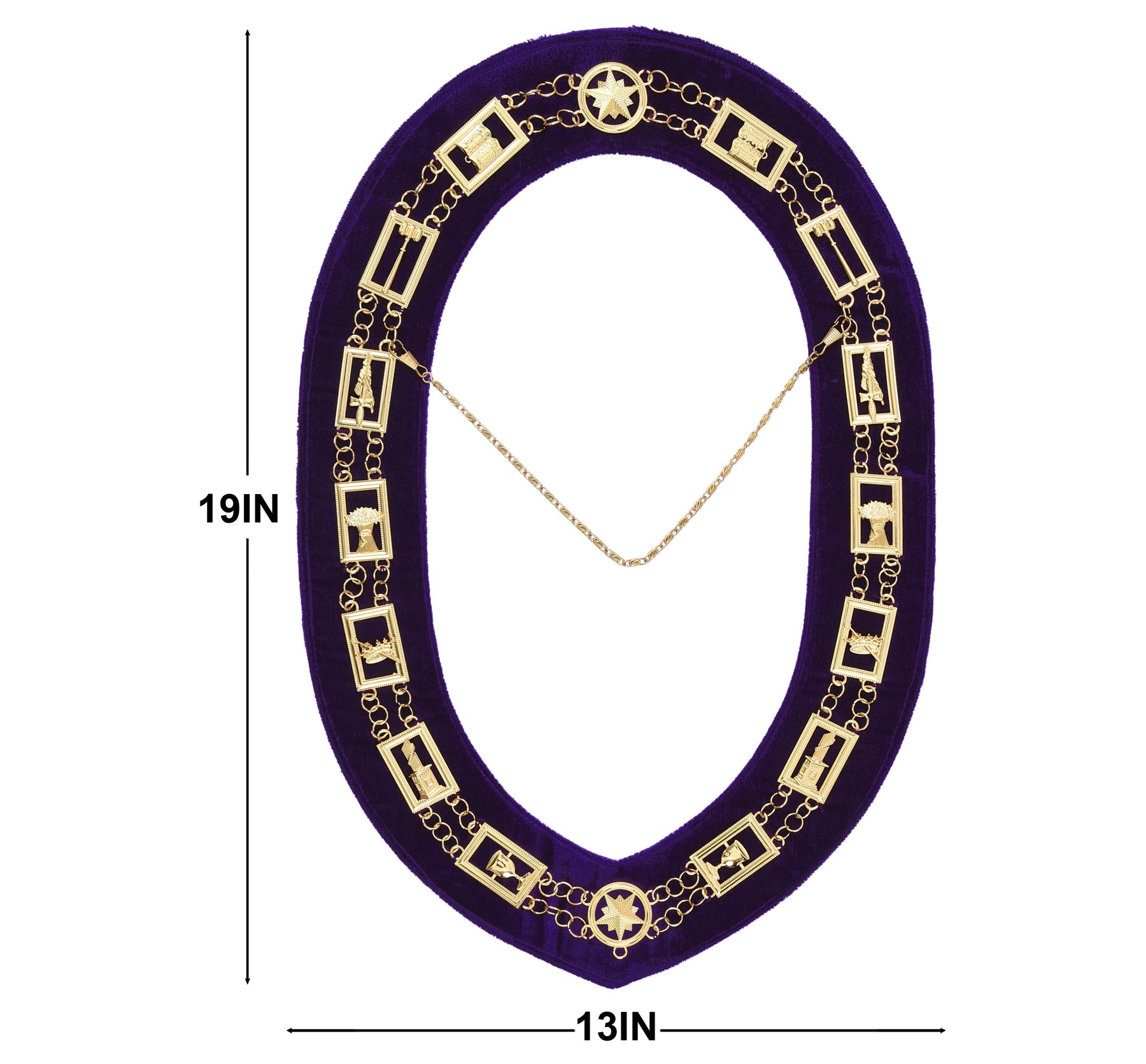 OES Chain Collar - Gold Plated with Rhinestones on Purple Velvet