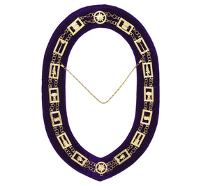 OES Chain Collar - Gold Plated with Rhinestones on Purple Velvet