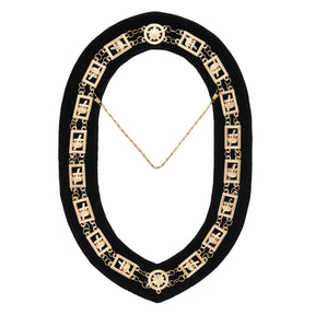 Knights Templar Chain Collar - Gold Plated On Black Velvet Backing - Bricks Masons