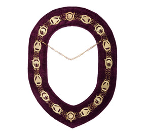 Dramatic Order Knight of Omar Chain Collar - Gold Plated With Burgundy Velvet