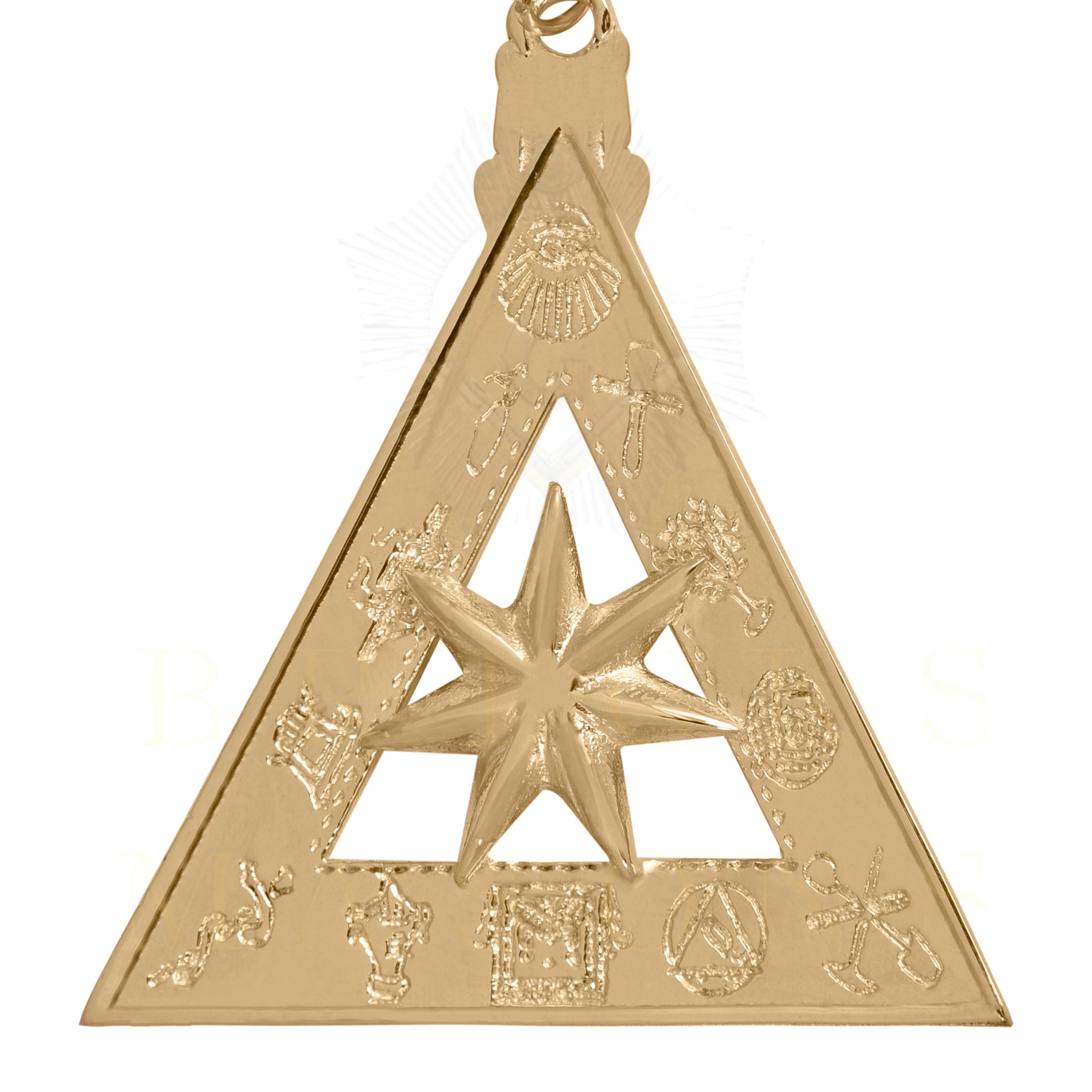 Past High Priest Royal Arch Chapter Breast Jewel - Gold Plated Star With Ribbon