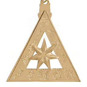 Past High Priest Royal Arch Chapter Breast Jewel - Gold Plated Star With Ribbon