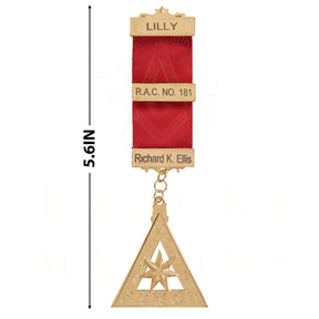 Past High Priest Royal Arch Chapter Breast Jewel - Gold Plated Star With Ribbon