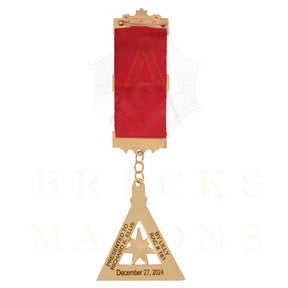 Past High Priest Royal Arch Chapter Breast Jewel - Gold Plated Star With Ribbon