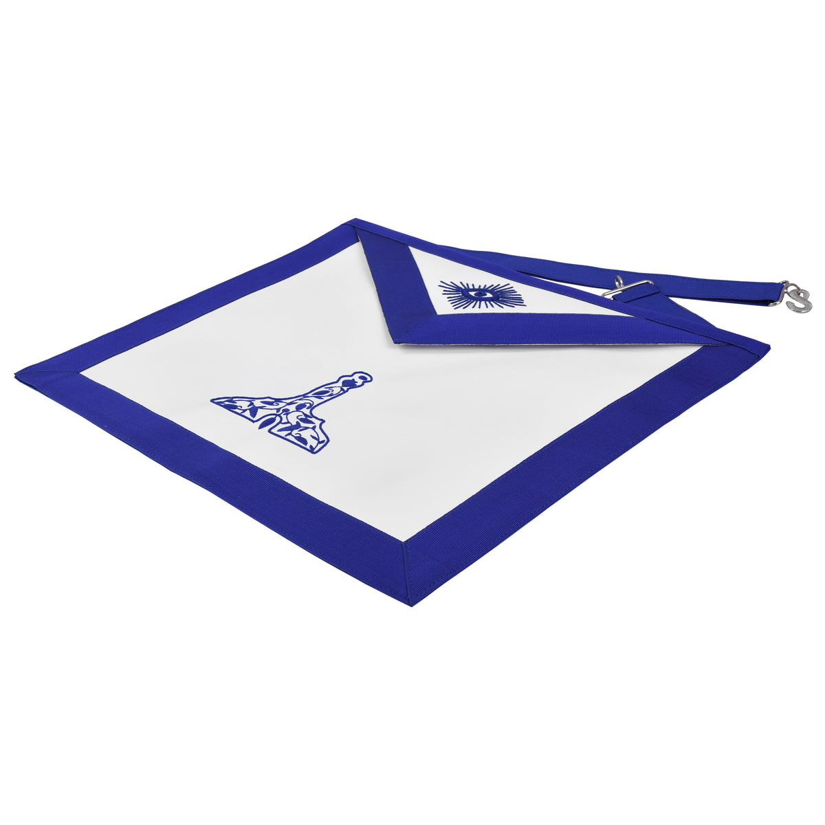 Senior Warden Blue Lodge Officer Apron - Royal Blue With Waist Belt - Bricks Masons