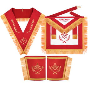 Master Mason Blue Lodge Regalia Set - Red & Golden Braid & Fringe - Bricks Masons