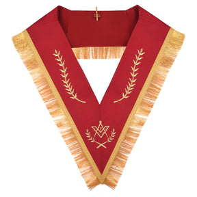 Master Mason Blue Lodge Collar - Red Ribbon Gold Braid & Fringe